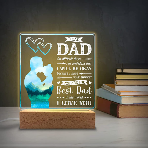 You Are Best Dad in the World Acrylic Night Light Gifts for Daddy on Fathers Day