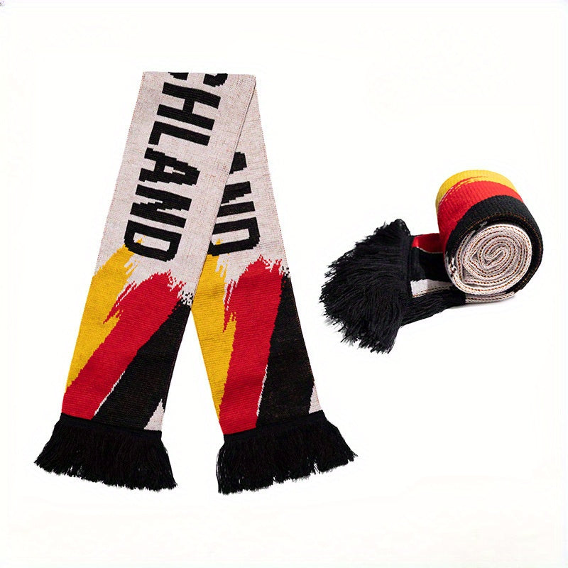 2pcs Germany Football Scarf, European Cup Woven Fan Scarf With Tassels