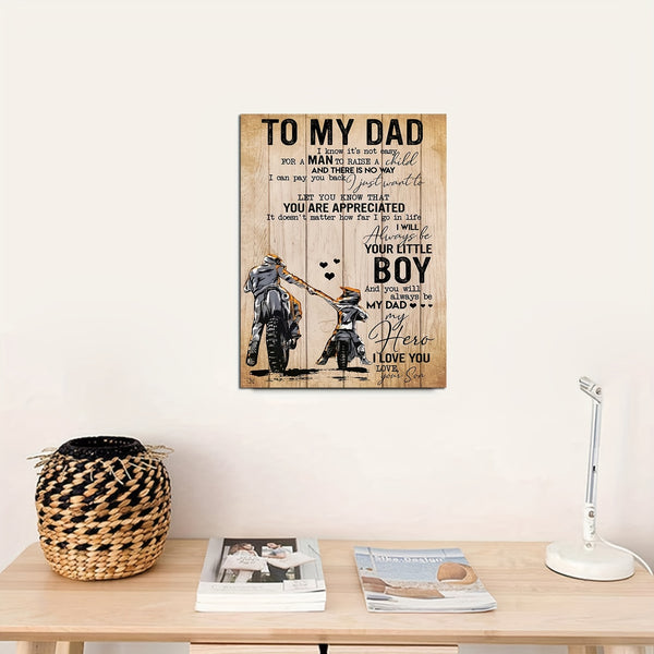"To My Dad Your Little Boy" Canvas Poster Gift  Motorcycle Birthday Gift