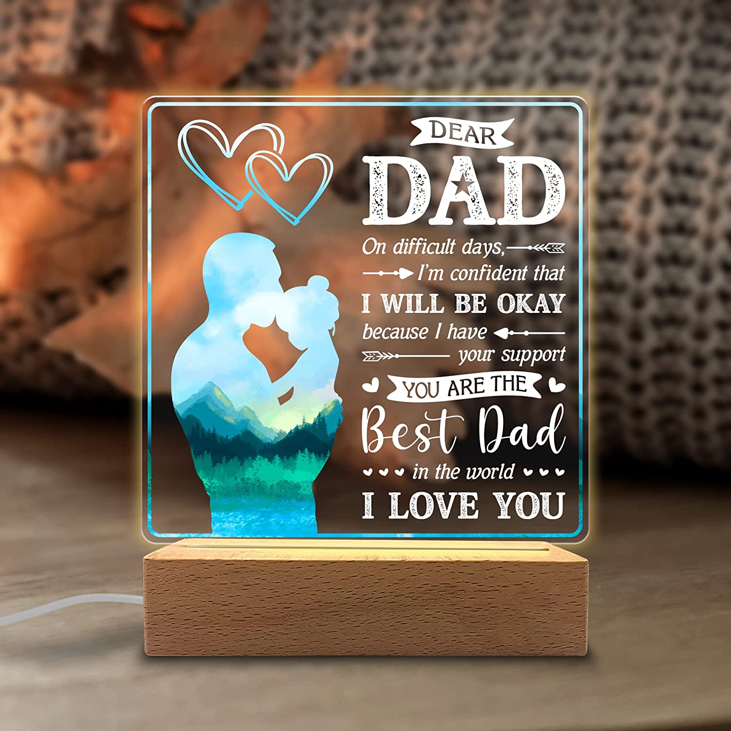 You Are Best Dad in the World Acrylic Night Light Gifts for Daddy on Fathers Day