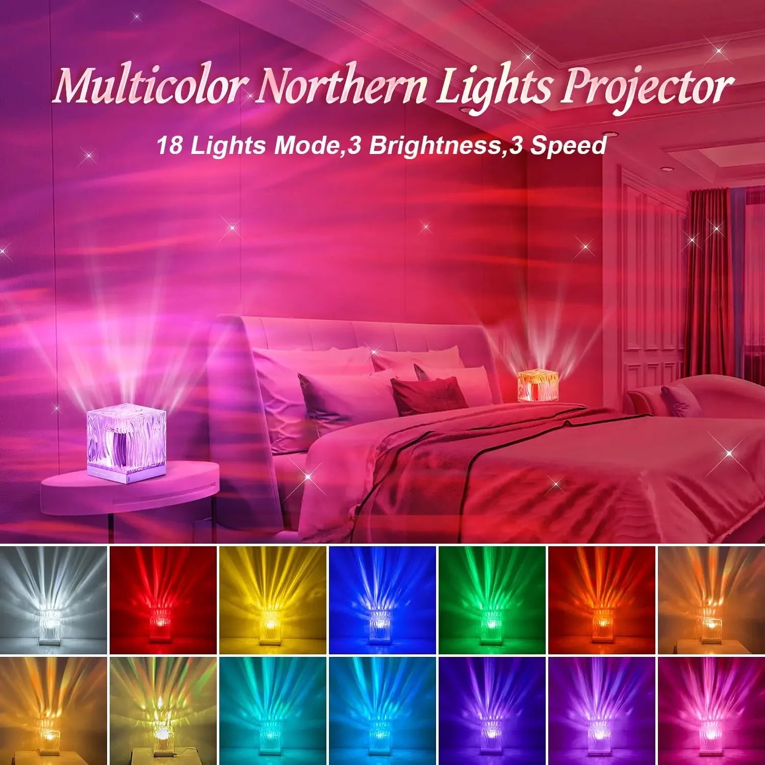 LED  Crystal Lamp Water Ripple Projector Atmosphere Lamp