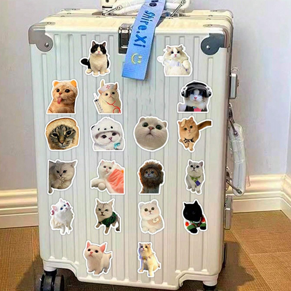 20pcs/Pack Lovely Cat Pattern Stickers For Suitcase, Phone Case, Laptop, Helmet And More Items Decoration
