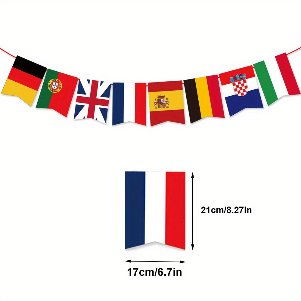 5 Pics European Cup Soccer Paper Pennant Banner, 8 Country Flags String Decoration for Sports Events