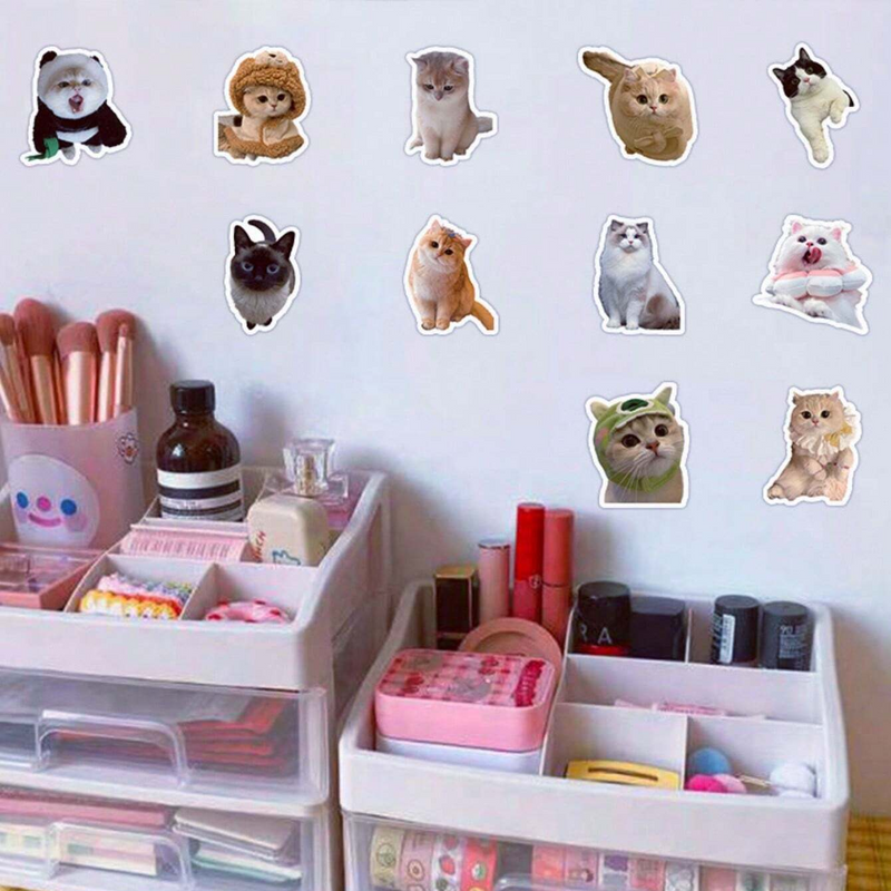 20pcs/Pack Lovely Cat Pattern Stickers For Suitcase, Phone Case, Laptop, Helmet And More Items Decoration