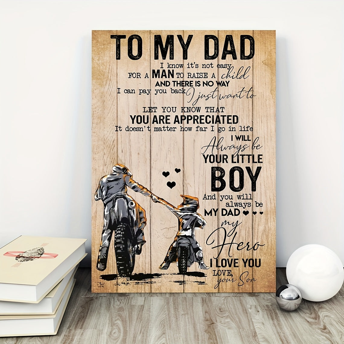 "To My Dad Your Little Boy" Canvas Poster Gift  Motorcycle Birthday Gift