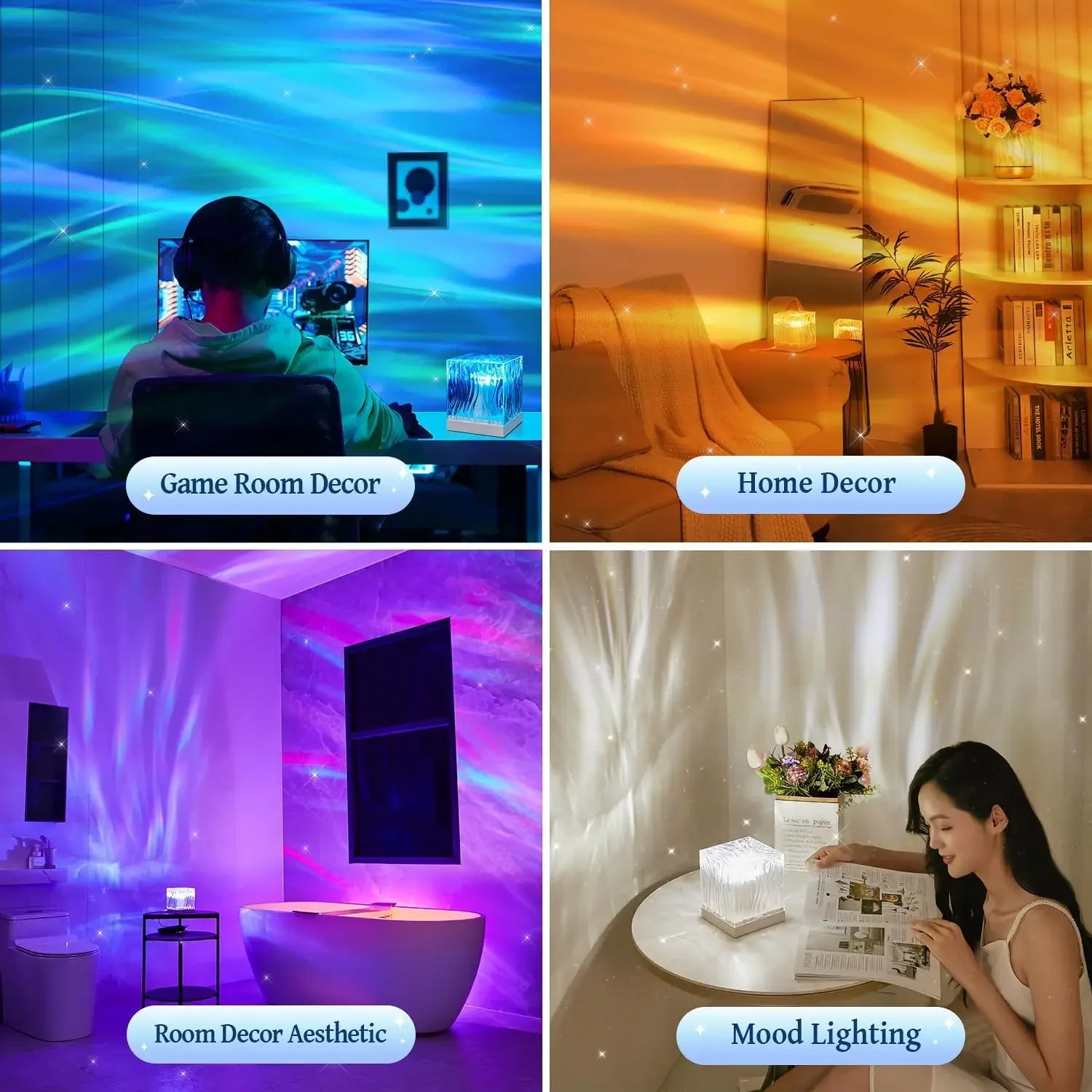 LED  Crystal Lamp Water Ripple Projector Atmosphere Lamp