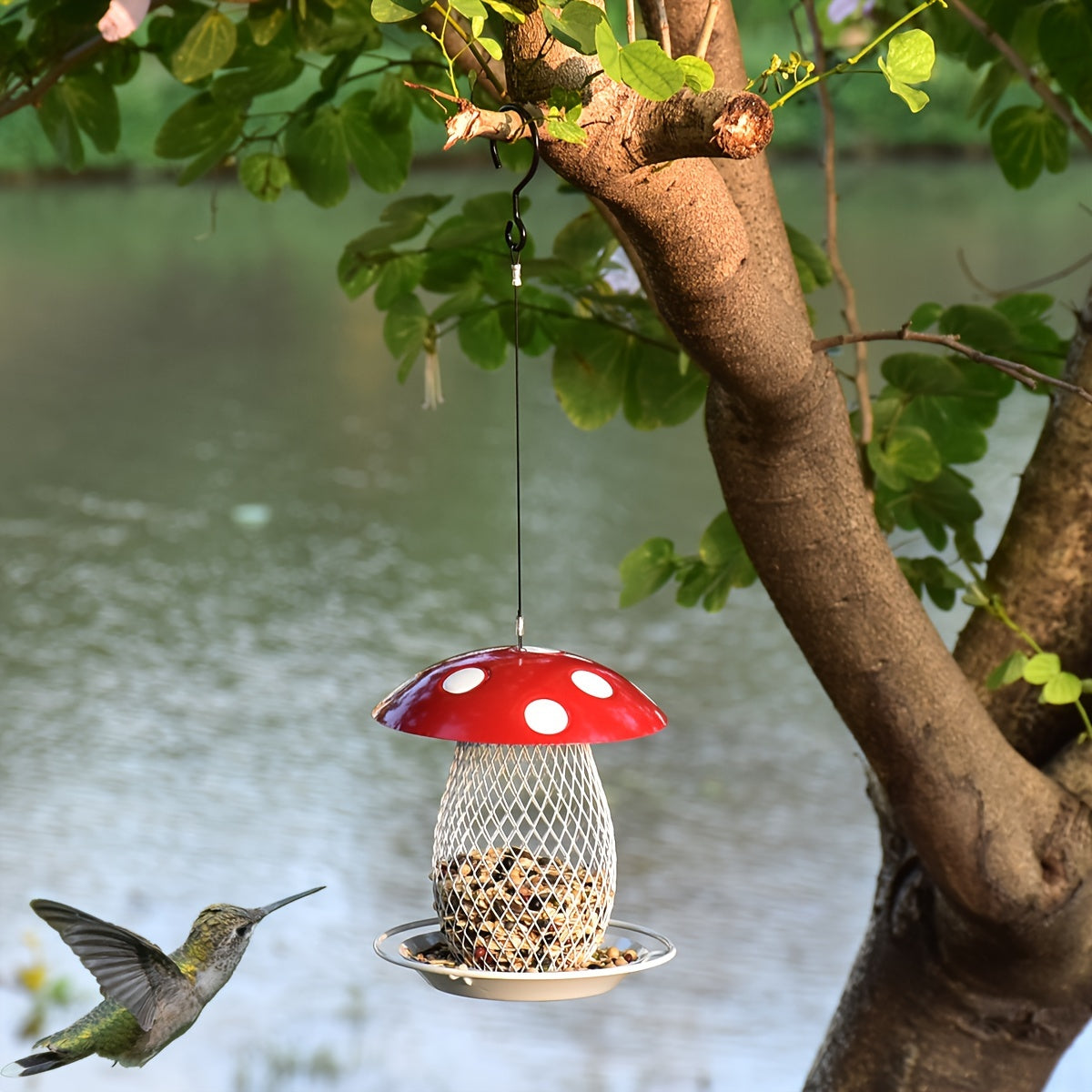 1pc Classic Squirrel-Proof Mushroom Shape Hanging Bird Feeder