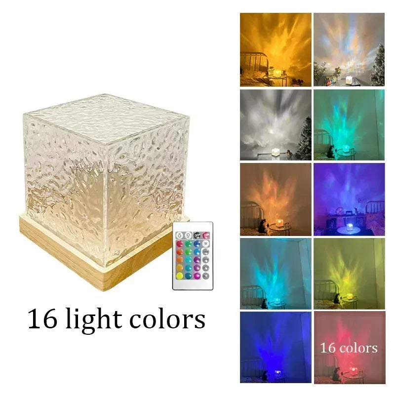 LED  Crystal Lamp Water Ripple Projector Atmosphere Lamp