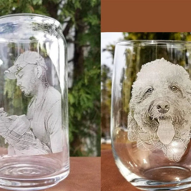 Custom Picture Memorial Rock Whiskey Glass, Personalized Unique Dad Father's Day Gifts, Family Picture Dog Cat Pet Picture