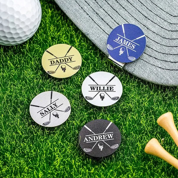 Personalized Golf Ball Marker Magnetic Hat Clip with Name