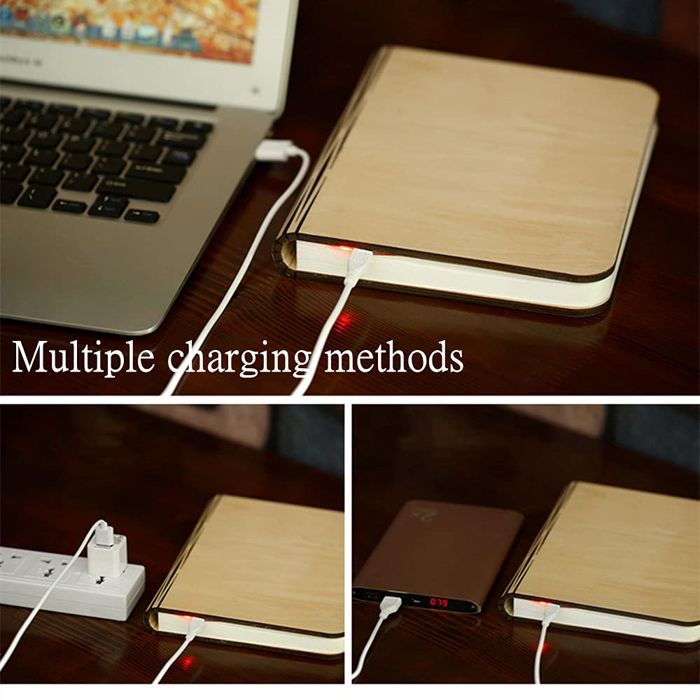 Wooden Book Light, Novel Folding Book Light, 5-Color Folding Night Light