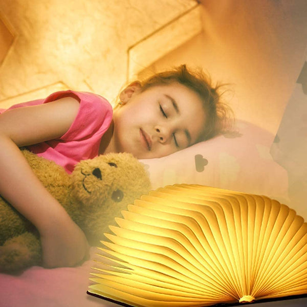Wooden Book Light, Novel Folding Book Light, 5-Color Folding Night Light