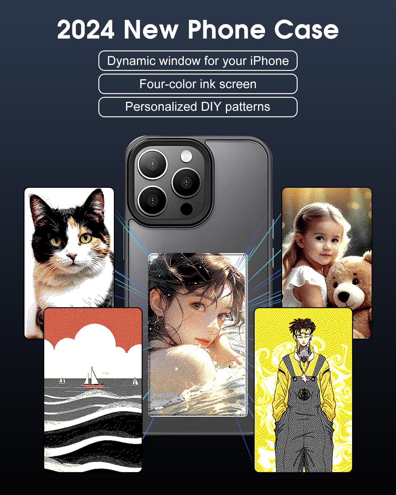 DIY Phone Smart Ink Screen Case Compatible with iPhone NFC Phone Case PHONE CASE WITH DIGITAL PHOTO