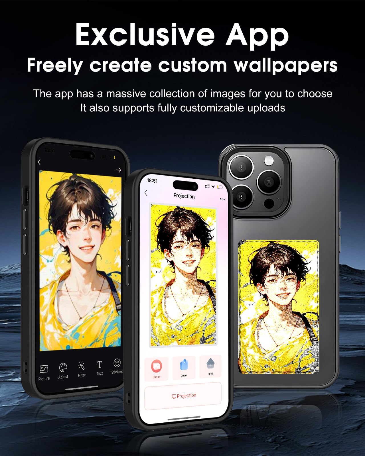 DIY Phone Smart Ink Screen Case Compatible with iPhone NFC Phone Case PHONE CASE WITH DIGITAL PHOTO