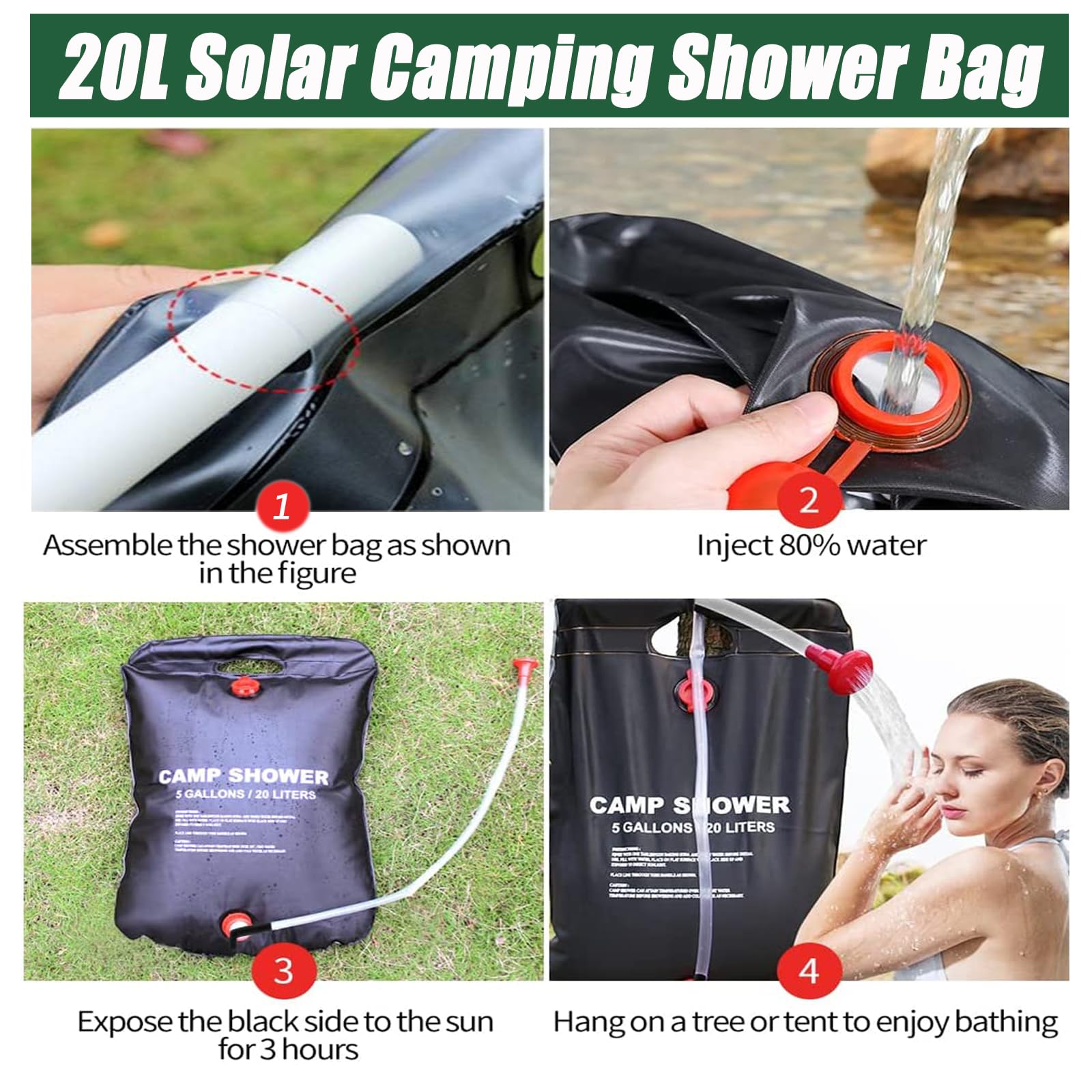 Portable Solar Shower Bag,Camping Shower Bag