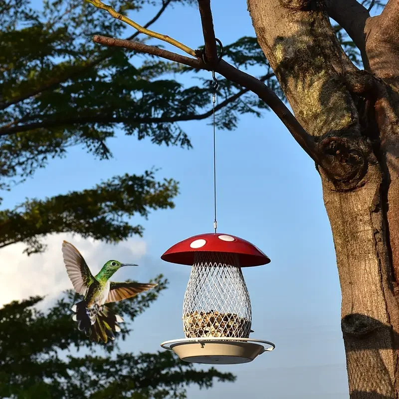 1pc Classic Squirrel-Proof Mushroom Shape Hanging Bird Feeder