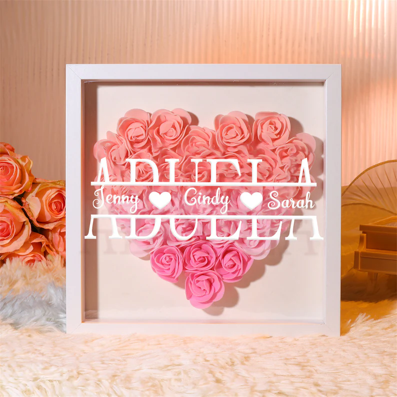 Personalized Mom Flower Shadow Box With Name