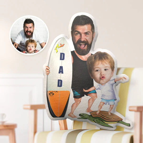 Father's Day Gifts Pillows Custom  Face Pillows  Minime Pillow  Surfing Daddy and Me