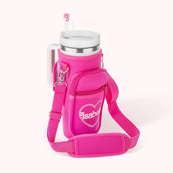 Personalized Pink Doll Style Water Bottle Carrier Bag for 40oz Stanley Tumbler