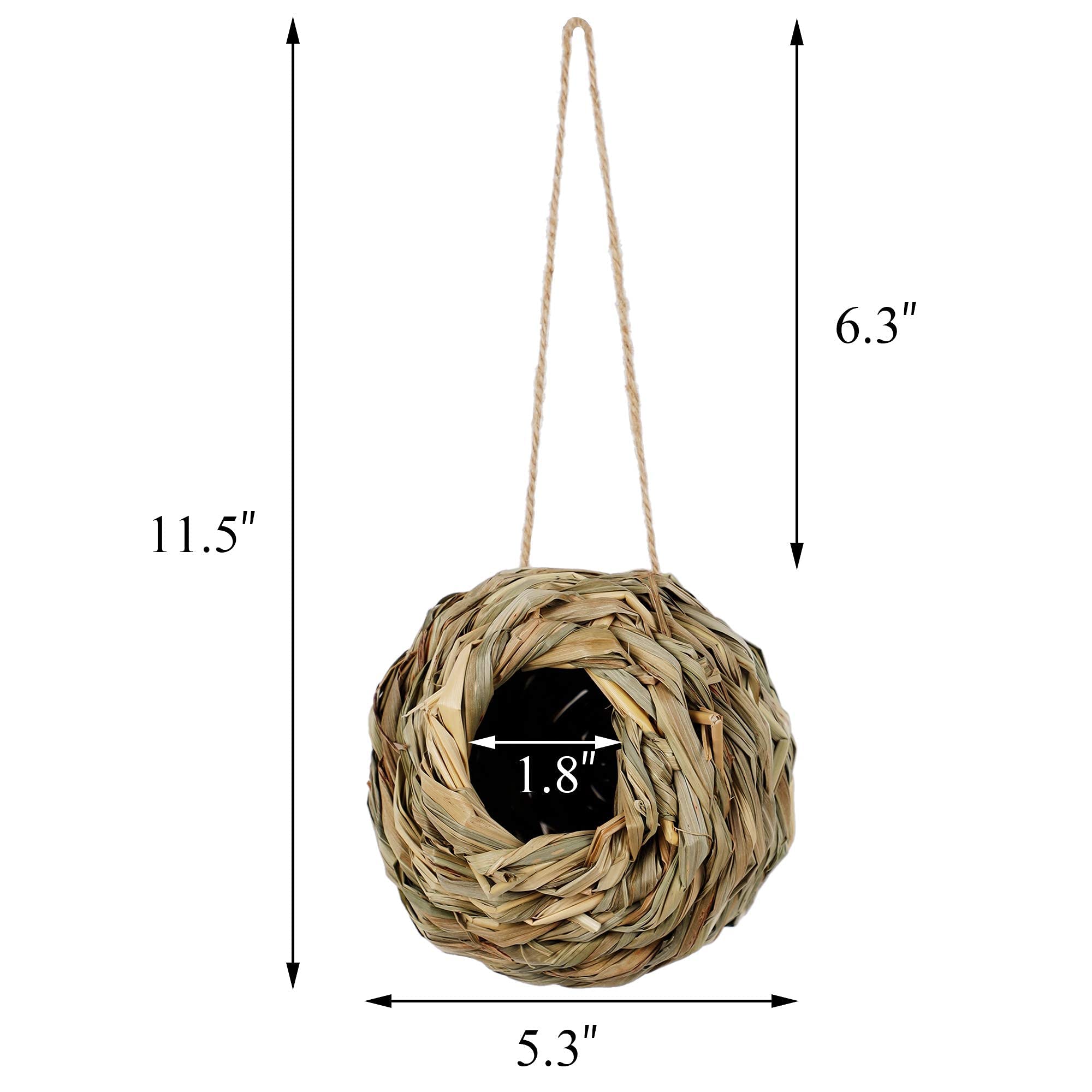 Winemana 4 Pack Hanging Hummingbird Nest House for Outside, Ball Shape, Hand Woven