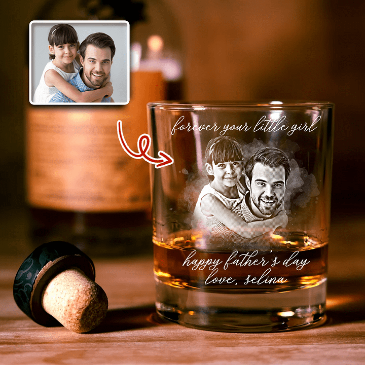 Custom Photo Forever Your Little Girl & Dad Happy Father's Day Rock Glass