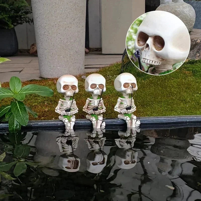 Fishing Skeleton Garden Accessory