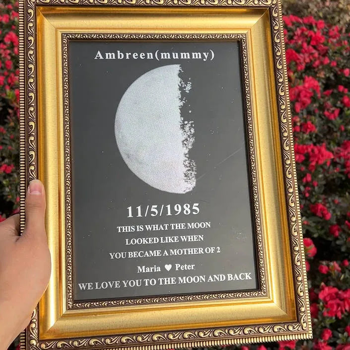 Custom Couple Art Frame/ REAL MOON PHASE - For Memory Gift