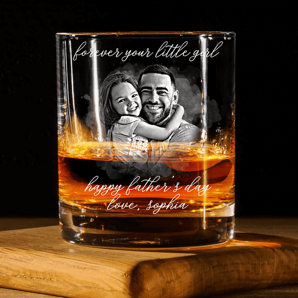 Custom Photo Forever Your Little Girl & Dad Happy Father's Day Rock Glass