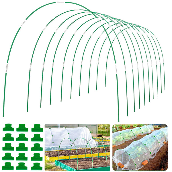 Greenhouse Hoops Grow Tunnel 6 Sets of 8FT Long Garden Hoops, Rust-Free Fiberglass Garden Hoops Frame for Garden Netting Raised Bed Plant Shade Cloth Row Cover