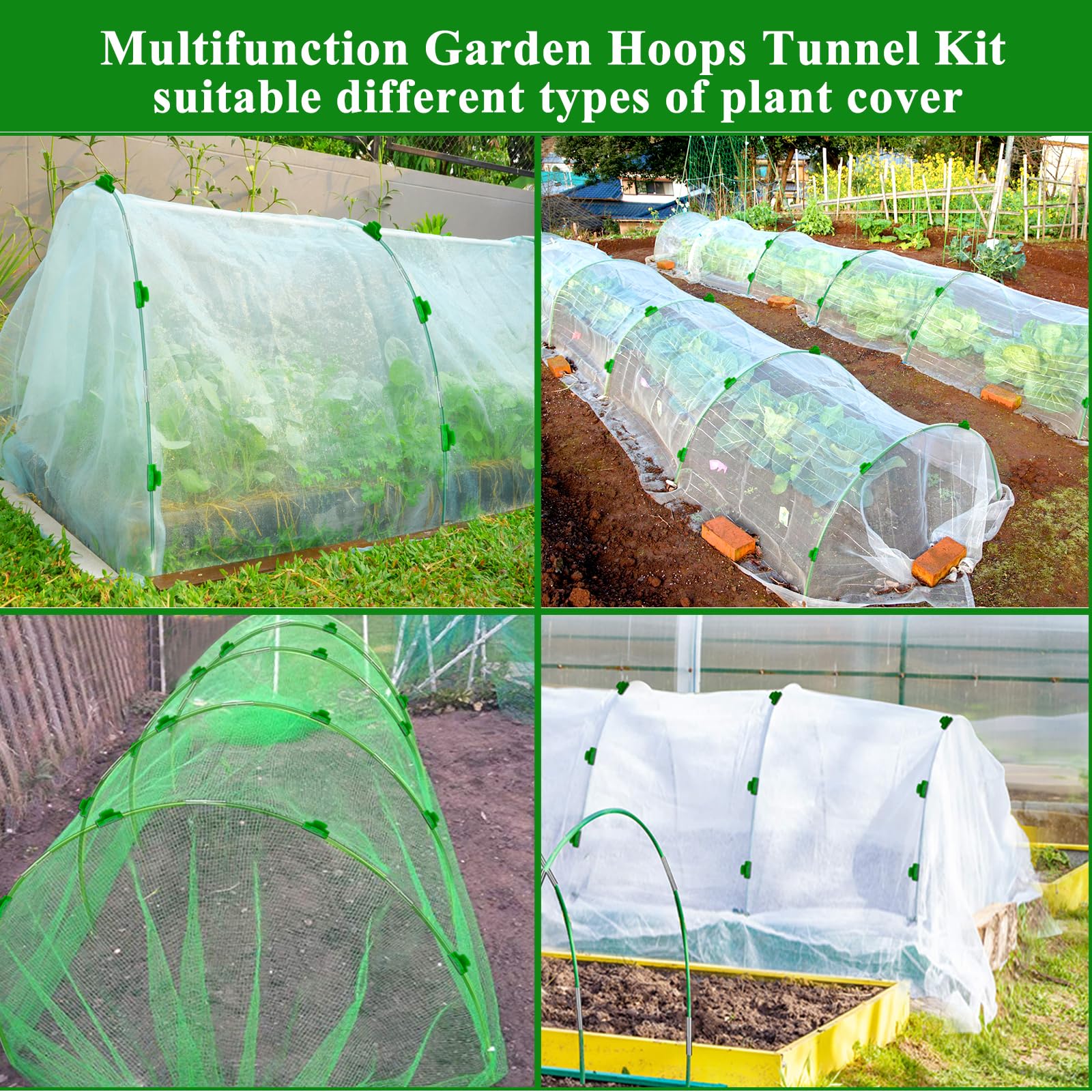 Greenhouse Hoops Grow Tunnel 6 Sets of 8FT Long Garden Hoops, Rust-Free Fiberglass Garden Hoops Frame for Garden Netting Raised Bed Plant Shade Cloth Row Cover