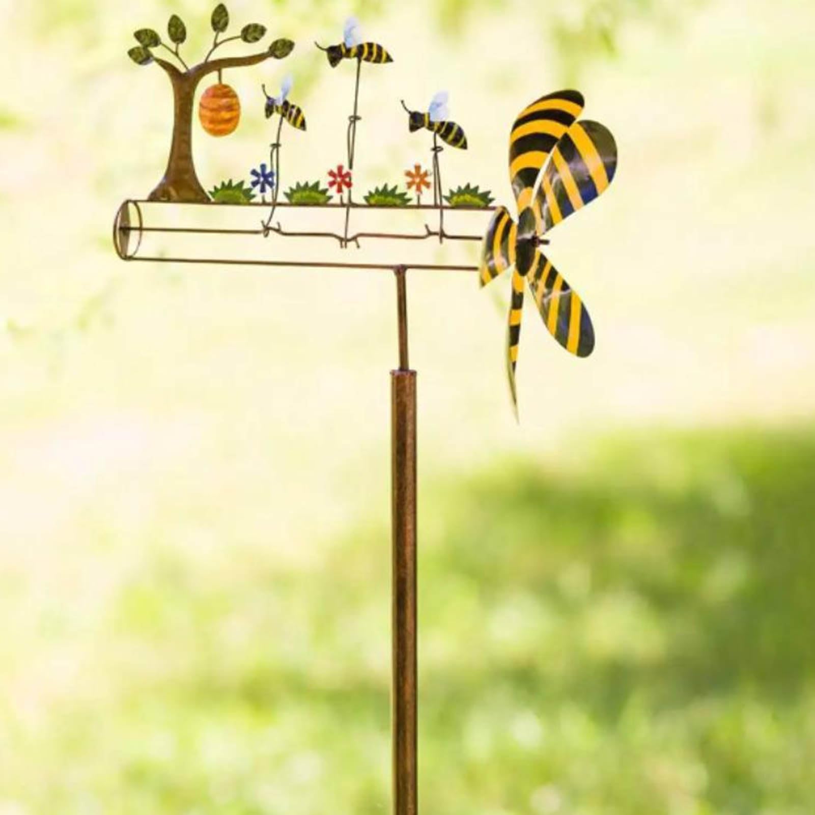 New Metal Bee Windmill Three Little Bees Windmill Garden Gardening Decoration Windmill