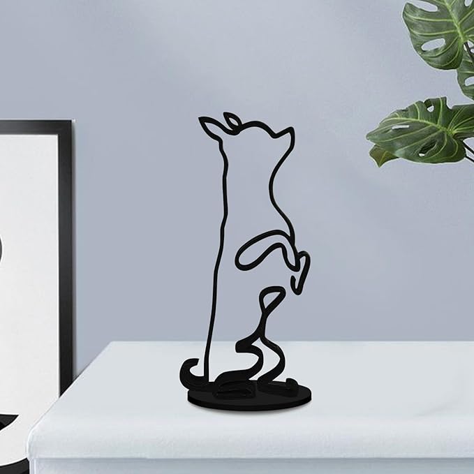 Dog Minimalist Art Wall Sculpture, Abstract Metal Dog  Art Statue