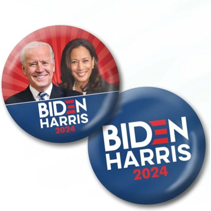 Joe Biden Kamala Harris 2024 Buttons - 4-Pack Campaign Pins Jugate, White House, Photo Designs