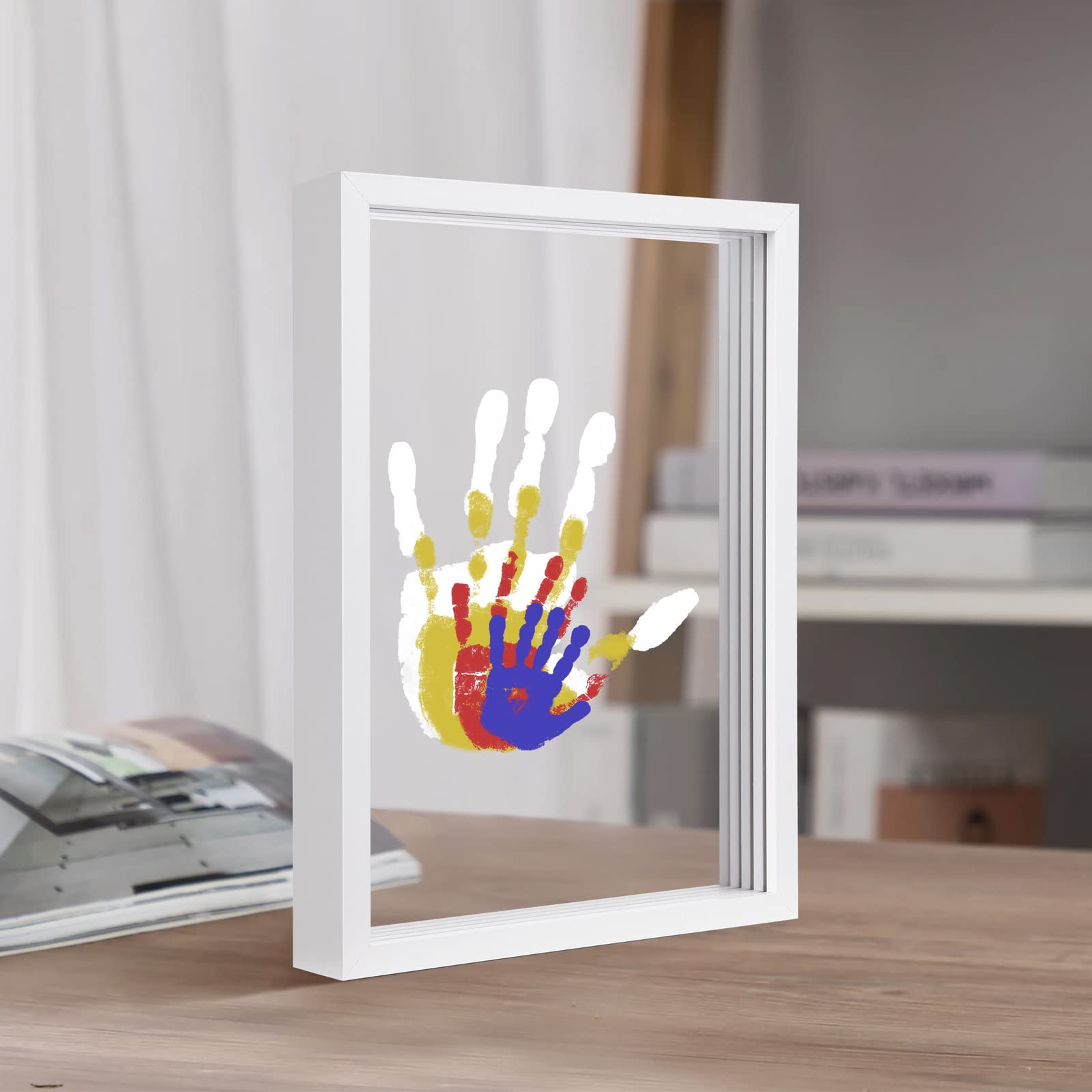 Family Handprint Kit, DIY Craft Keepsake Wooden Frame, Endless Gift White