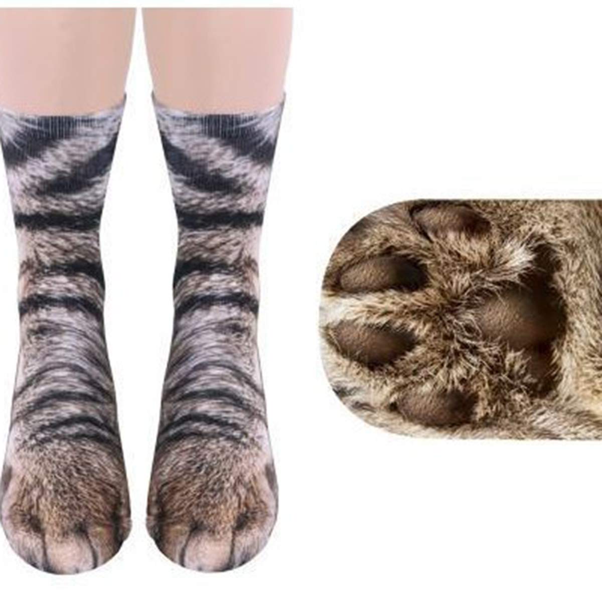 Adult Animal Paw Socks, 3D Digital Simulation Print Cat Dog Foot Hoof Paw Feet Crew Socks