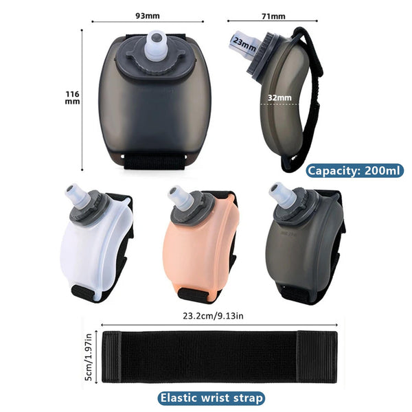 Running water bottles handheld,wearable water bottle wrist strap,200ml Leakproof