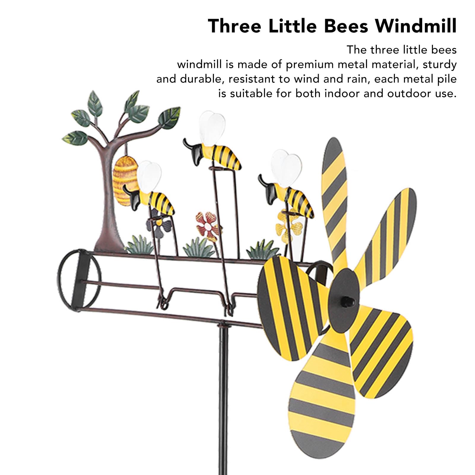 New Metal Bee Windmill Three Little Bees Windmill Garden Gardening Decoration Windmill