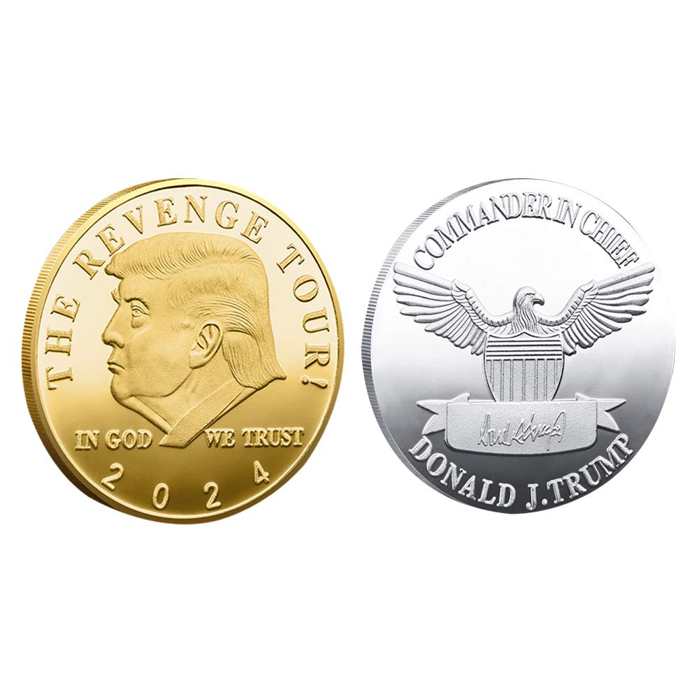 2Pcs Trump Coin 2024 Great American Eagle Commemorative Coin Collectibles Gift