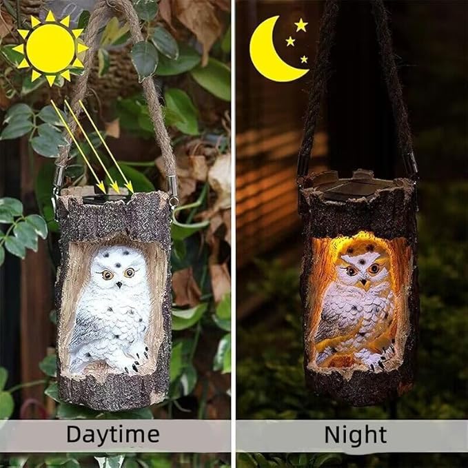 SOLAR GARDEN STATUE OWL LIGHT