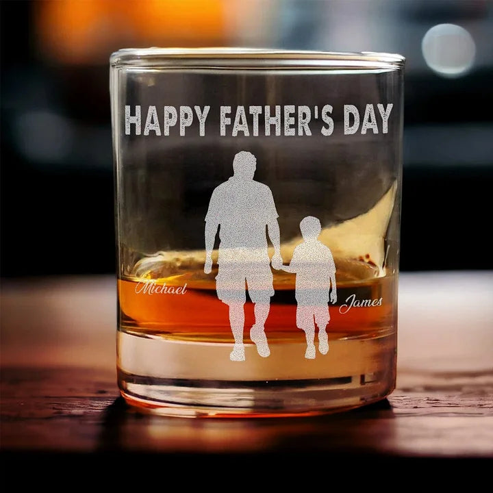 Happy Father's Day To Me You Are The World Rock Glass Personalized Gift