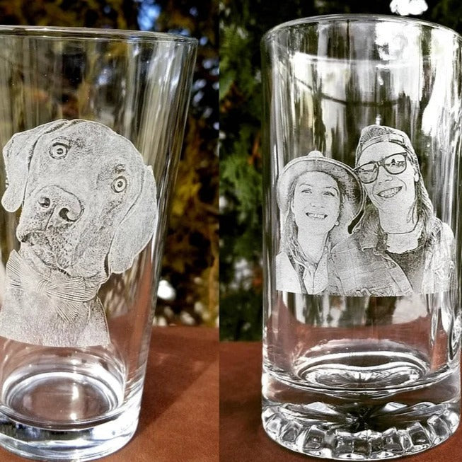 Custom Picture Memorial Rock Whiskey Glass, Personalized Unique Dad Father's Day Gifts, Family Picture Dog Cat Pet Picture