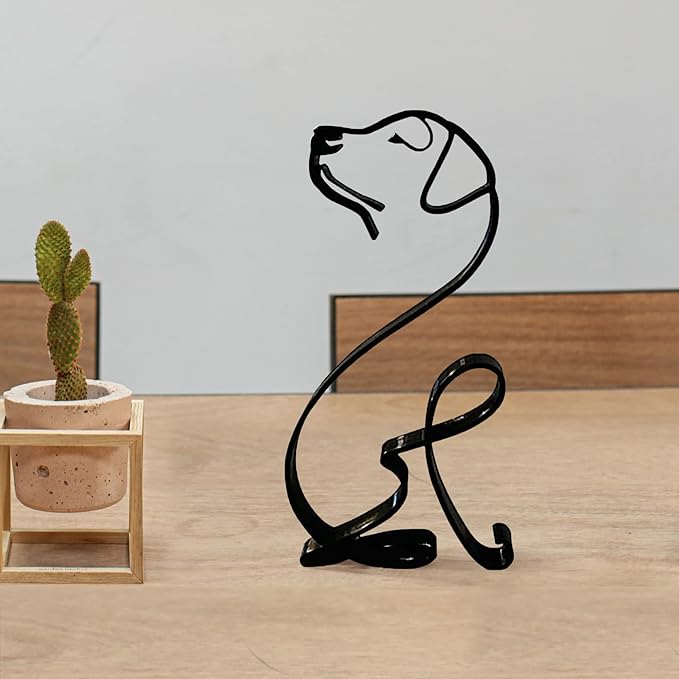 Dog Minimalist Art Wall Sculpture, Abstract Metal Dog  Art Statue