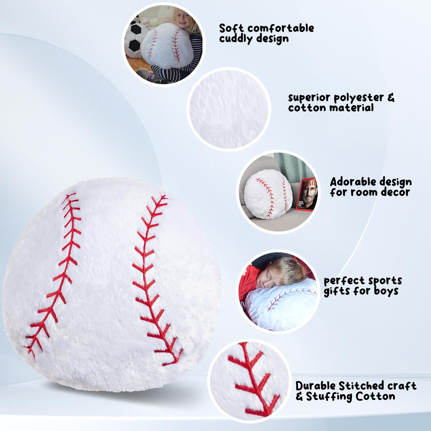 Boys Baseball Pillow Room Sports: Gifts Toys Stuff Throw Plush Softball