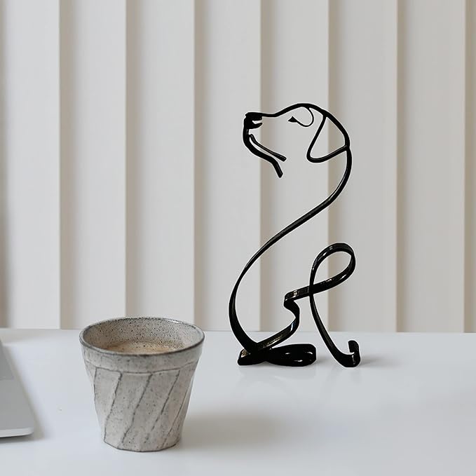 Dog Minimalist Art Wall Sculpture, Abstract Metal Dog  Art Statue