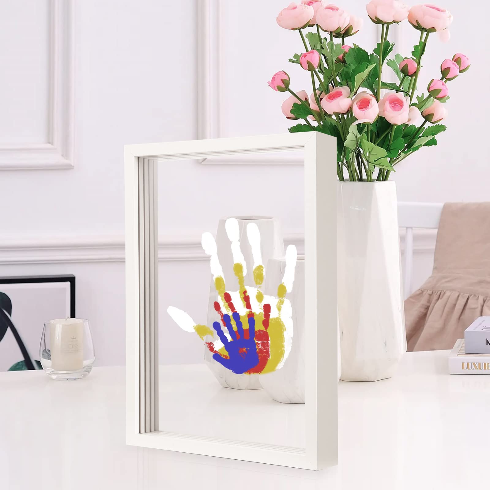 Family Handprint Kit, DIY Craft Keepsake Wooden Frame, Endless Gift White