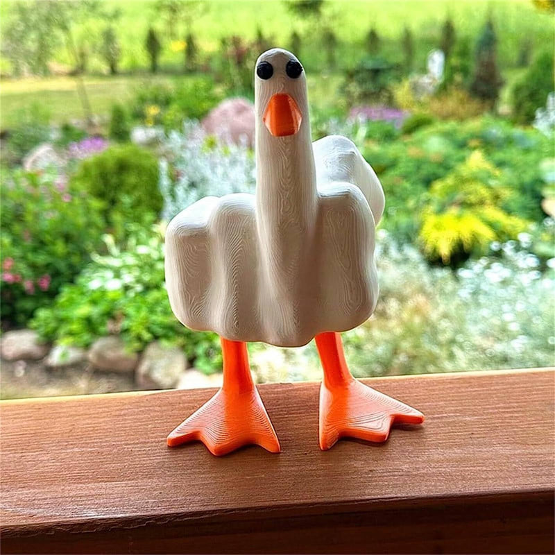 Middle Finger Duck Figurine, Funny Little Duck Craft Decoration Ornament Decor Duckling Sculpture