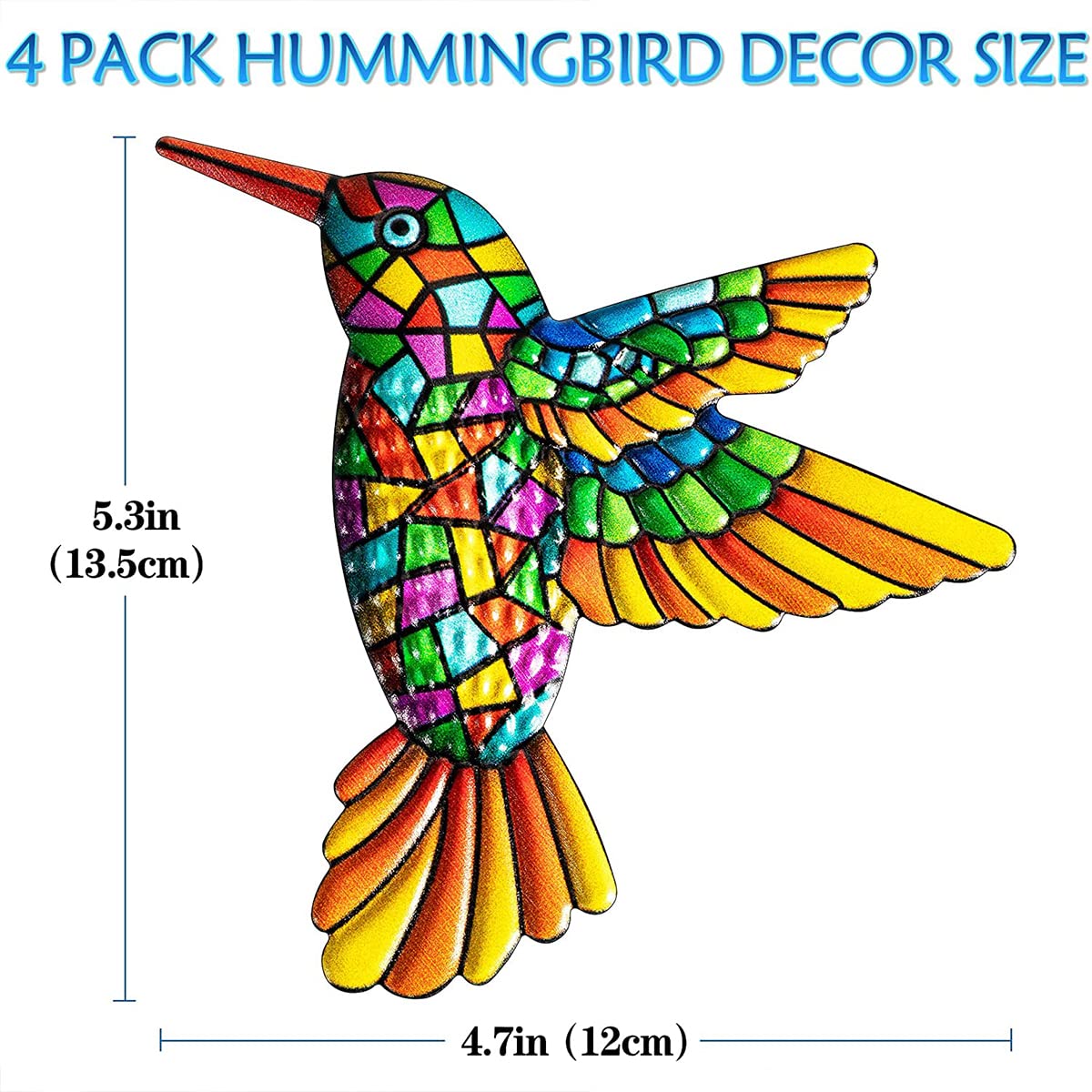 4 Pack 3D Metal Hummingbird,Outdoor Bird Garden Wall Decorations