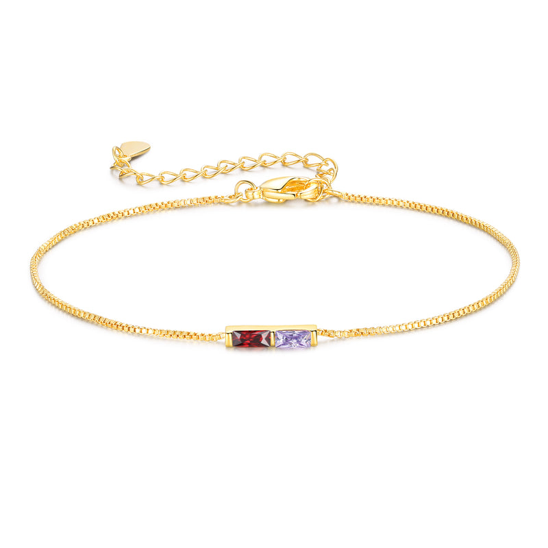 Custom  Birthstone Bracelet Gold Adjustable Bracelet Personalized Birthday Gift for Her