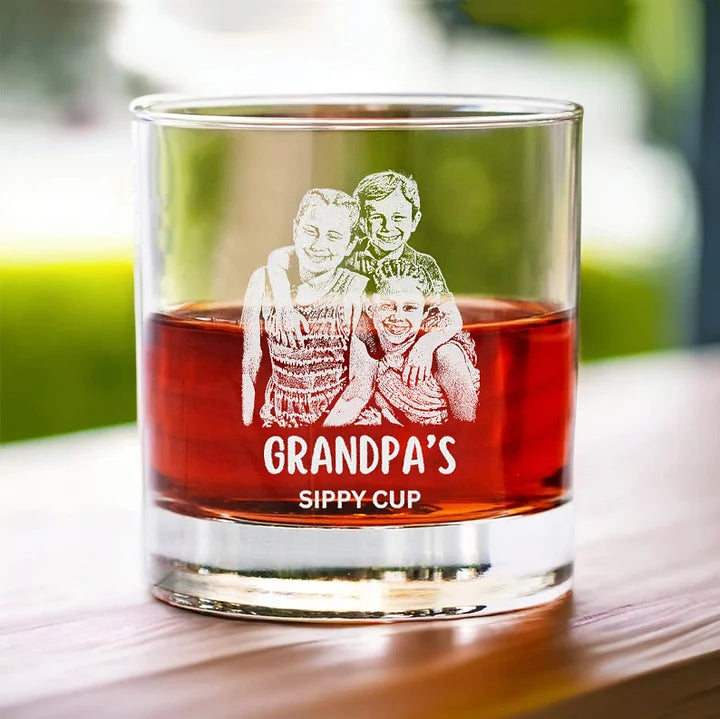 Custom Photo Promoted To Dad EST Rock Glass