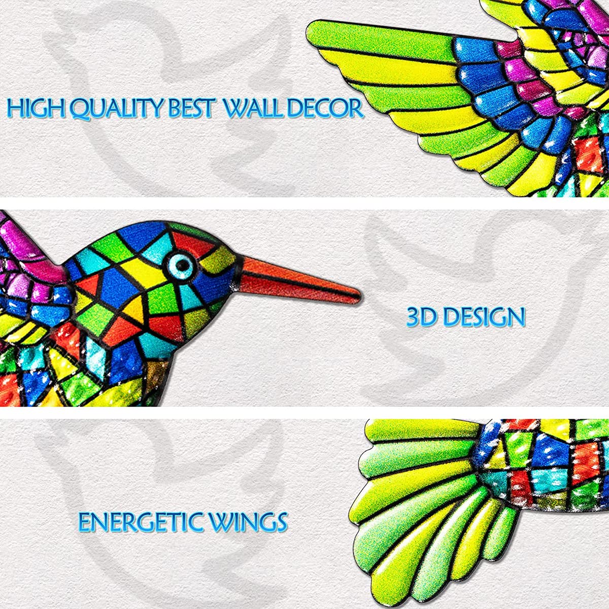 4 Pack 3D Metal Hummingbird,Outdoor Bird Garden Wall Decorations